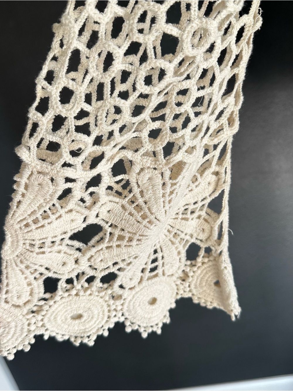 Rebellion Again 100% Cotton Crochet Lace Cardigan XS Boho Open Knit Cream Duster - Picture 4 of 8